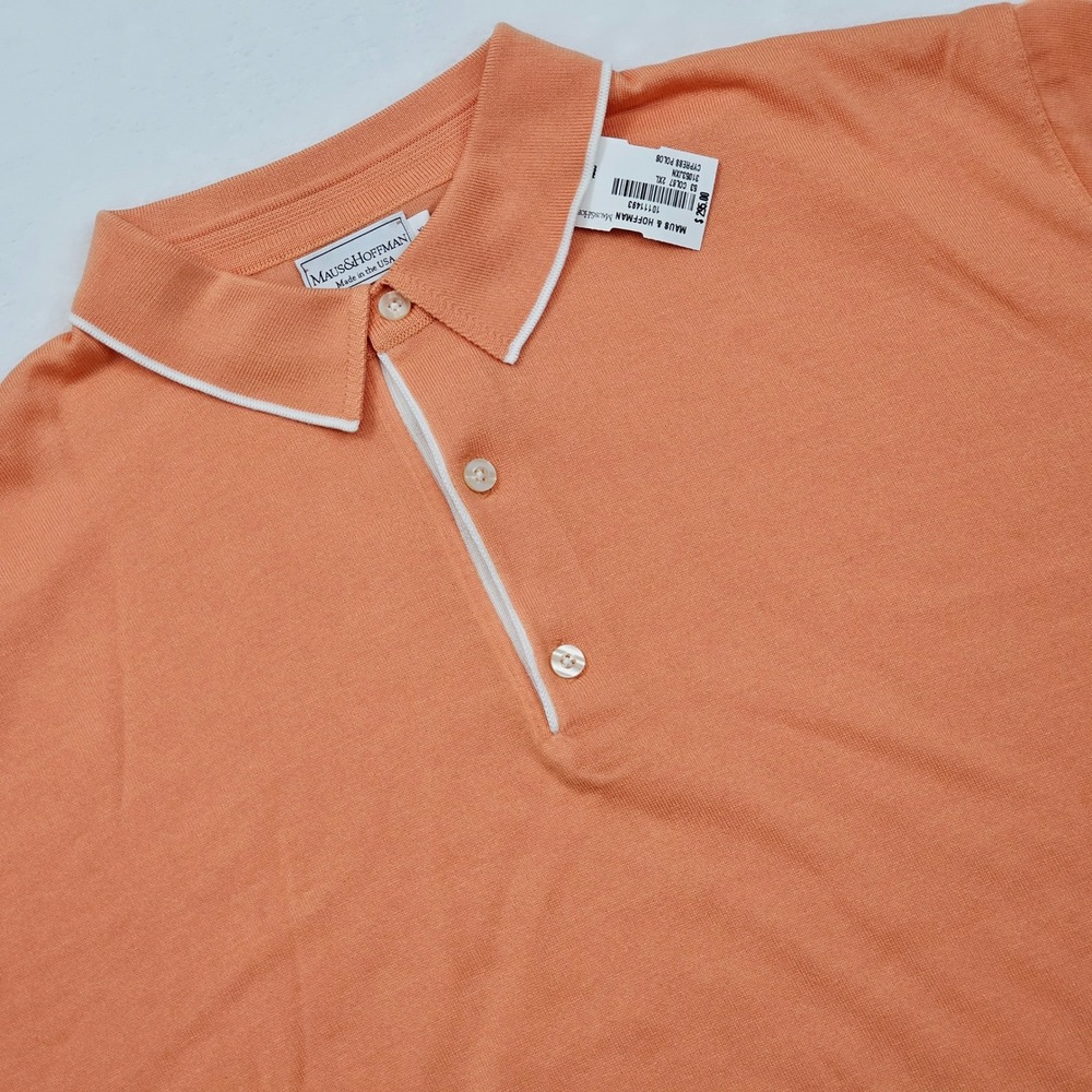 NEW Maus & Hoffman Polo Shirt Mens 2XL Orange Short‎ Sleeve Cotton Blend Cypress